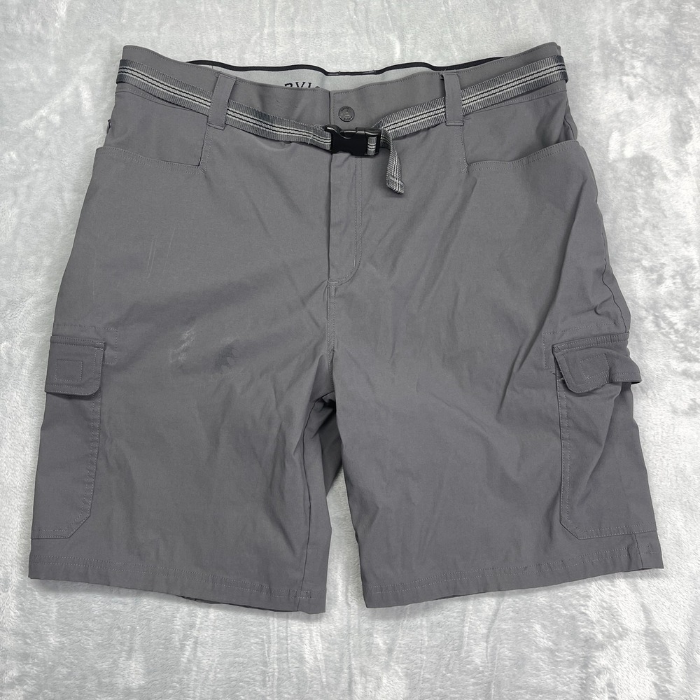 Orvis Cargo Shorts Mens 40 Gray Performance Tech Utility Pocket Belted Waist
